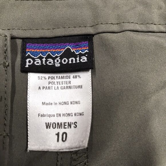 PATAGONIA Inter-Continental Cargo Shorts Women 10 L Military Olive Green Nylon - Picture 10 of 15